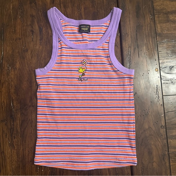 Teddy Fresh x Peanuts Woodstock Striped Ribbed Tank Top S Y2K Streetwear - Picture 2 of 7